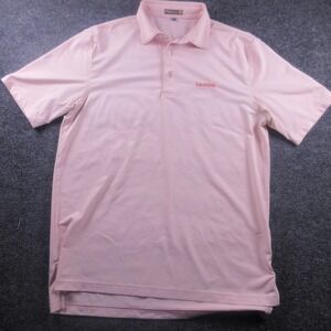 Peter Millar Polo Shirt Mens Medium Pink Stripe Summer Comfort Isleworth Golf